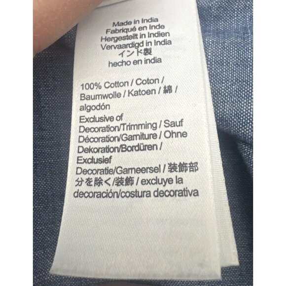 J Crew Crewcuts Girls Blue Chambray Puff Sleeve Embroidered Floral Dress Sz 8 - Picture 7 of 10